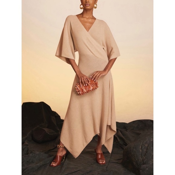 NWOT Cult Gaia Maxi Knit Short-Sleeve Joyce Faux-Wrap Dress - Picture 4 of 7